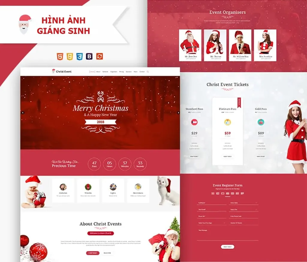 Hình ảnh landing-page thiết kế theo phong cách giáng sinh