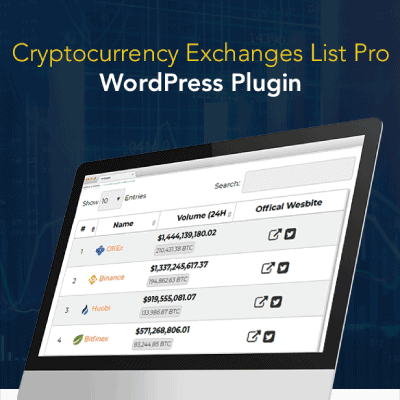 cryptocurrency exchanges list pro wordpress plugin thedevkit