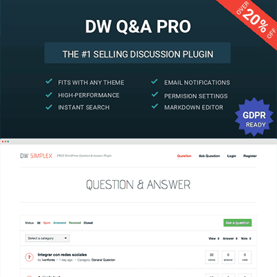 dw question answer pro wordpress plugin thedevkit