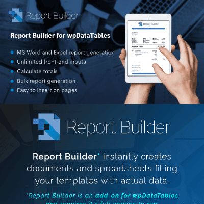 report builder add on for wpdatatables generate word docx and excel