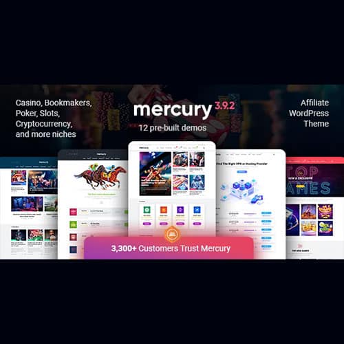 thumbnail Mercury – Affiliate WordPress Theme. Casino, Gambling & Other Niches. Reviews & News
