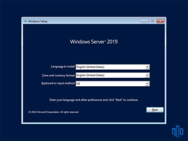Giao diện đồ họa người dùng GUI cho Windows Server 2019 Standard