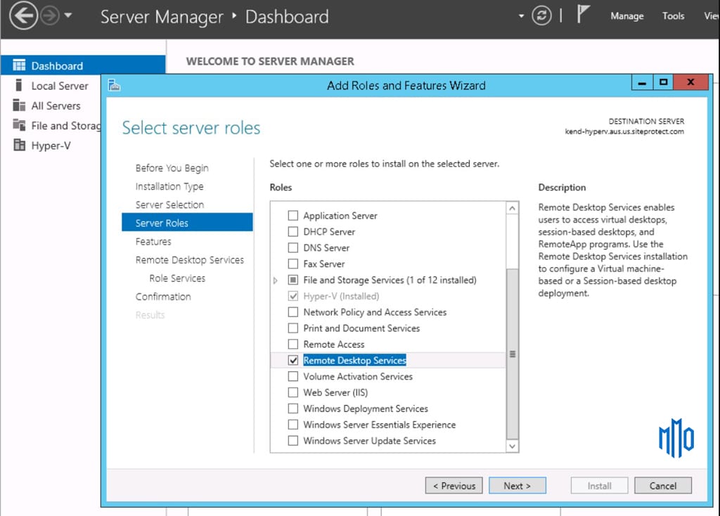 Windows Server 2012 Remote Desktop Services với trình quản lý máy chủ