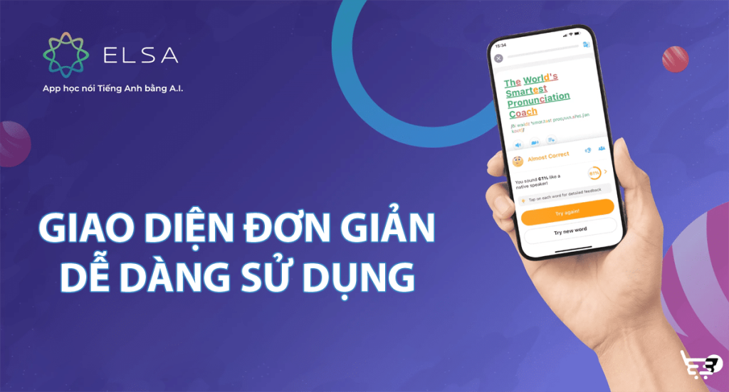 Giao diện phần mềm Elsa Speak trên di động