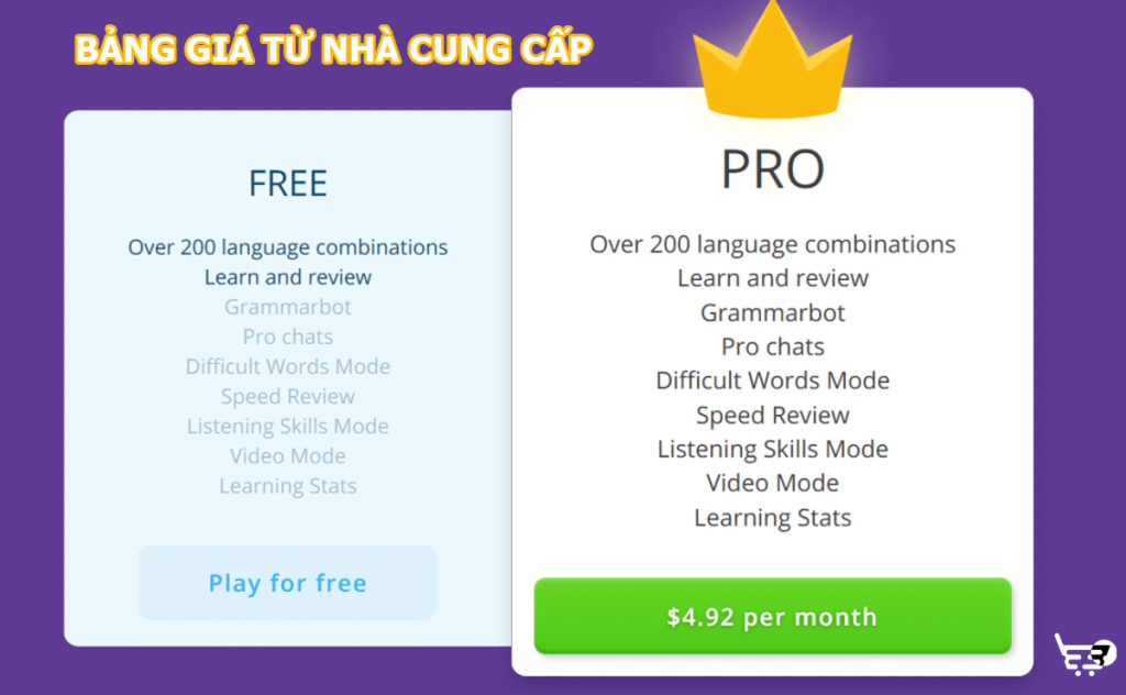 Memrise Pro với nhiều tính năng vượt trội so với bản miễn phí