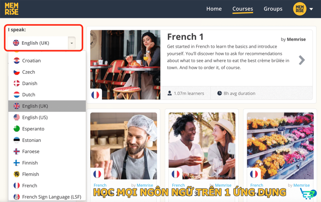 Truy cập mọi tính nâng nâng cao và nhiều ngôn ngữ hơn với Memrise Pro